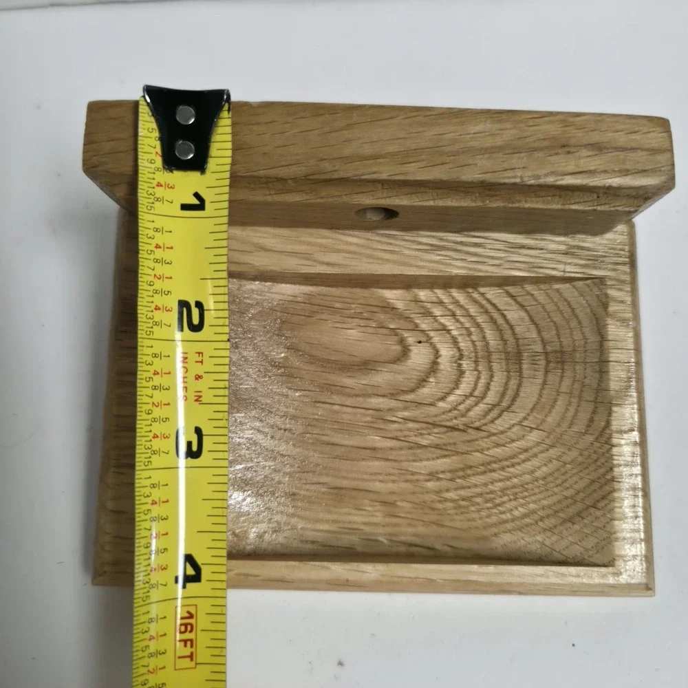 Vintage Oak Wood Wall Mount Soap Dish Holder Handcrafted Hardwood Bathroom Tray